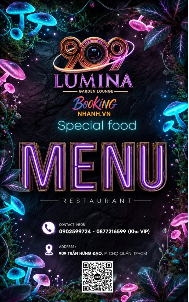 Menu Thực Đơn 909 lumina garden lounge Trần Hưng Đạo