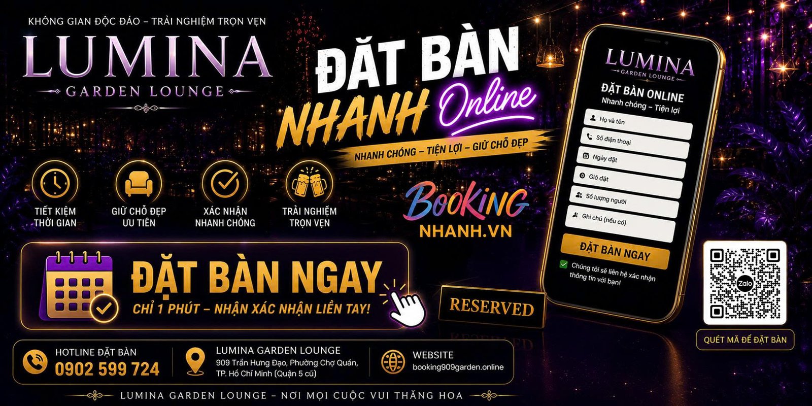 Banner Website Đặt Bàn Lumina 909 Garden